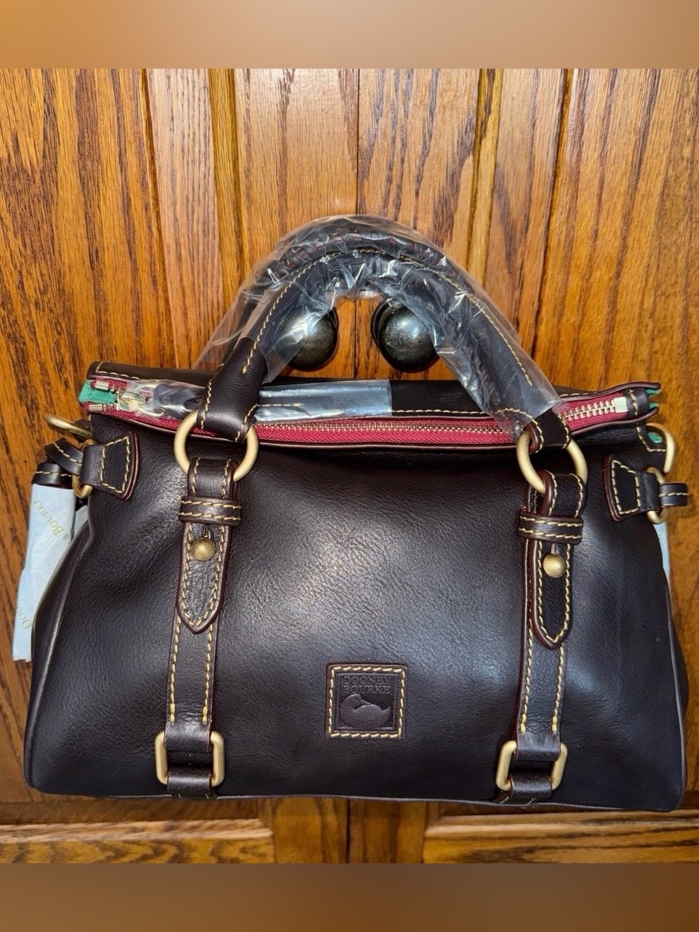 NWT Dooney & Bourke Florentine Mini Satchel with strap in Brown T’moro